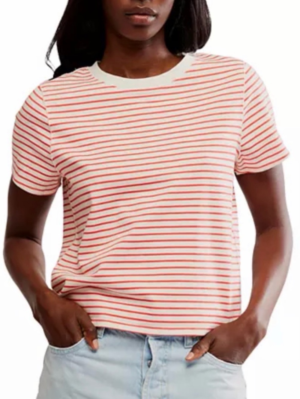 We the Free Red & White Striped Crewneck Shirt XL